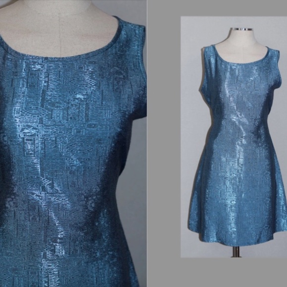 Thai Silk By One Time Blue Silk Dress - Picture 1 of 11
